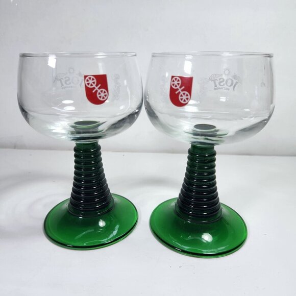 Beehive Wine Glasses Jost Vineyards Vintage Green Pair of Two (2) Luminarc - Picture 1 of 7